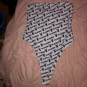 Strapless Playboy Thong One Piece Swimsuit